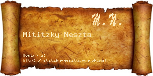 Mititzky Neszta névjegykártya